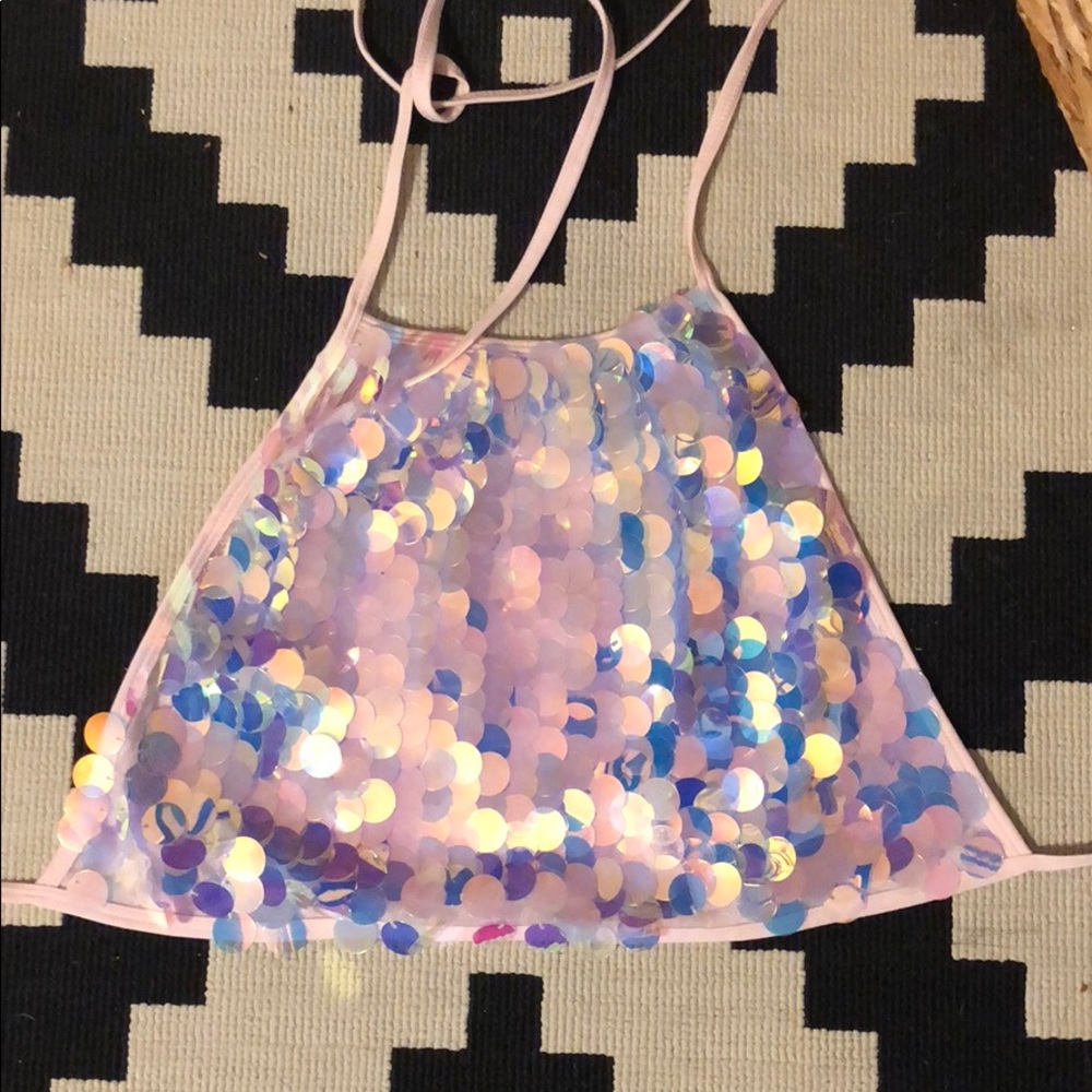 Large sequin festival crop top Burningman rave